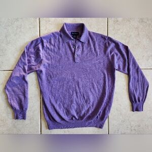 Paul Fredrick 100% Merino Wool Polo Sweater S Purple Long Sleeve Knit
